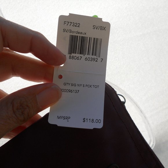 Coach Signature C Mini Bag 7x5.5" Legacy Burgundy fabric/Leather nwt - Picture 4 of 11